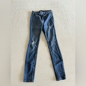 Hollister Blue Skinny Jeans with Distressed Details